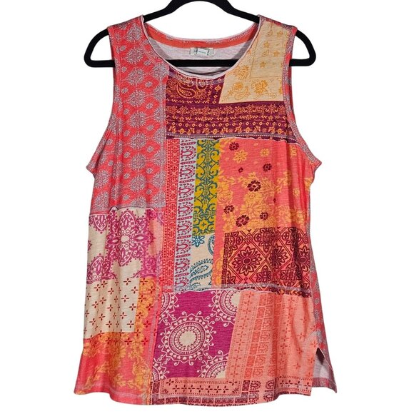 Sundance Woman Patchwork Tank Top Med Boho Artisan Eclectic Cottagecore - Picture 3 of 12